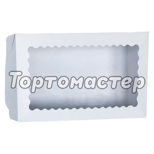 Коробка на 5 эклеров и эскимо с окном белая 24х14х5см 