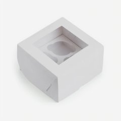 Коробка на 4 капкейка с окном белая 16х16х10 см ForG MUF 4 PRO I W W, 416102; 7904605
