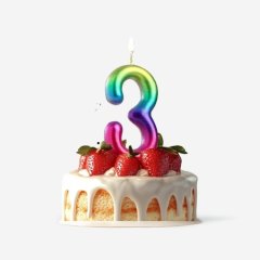 Свеча декоративная Цифра "3" Шар Радуга 5311070