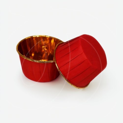 Капсула бумажная с подворотом Золото/Красный D50 H40 1 шт арт006797