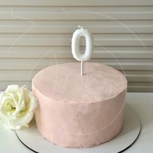 Свеча декоративная Цифра "0" Воздушный шарик Белый с блёстками 