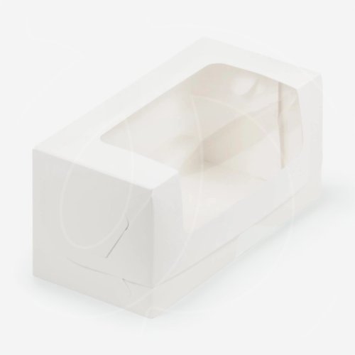 Коробка для кекса с окном белая 20х10х10 см 073000