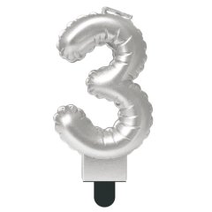 Свеча декоративная Цифра "3" Шар Серебро 622096-3	