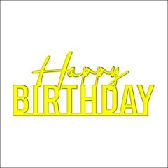 Топпер декоративный акриловый "Happy Birthday" Золото 11х5 см ТСК70