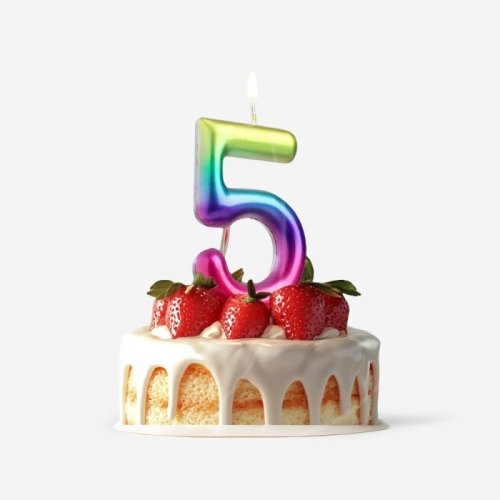 Свеча декоративная Цифра "5" Шар Радуга 5311072