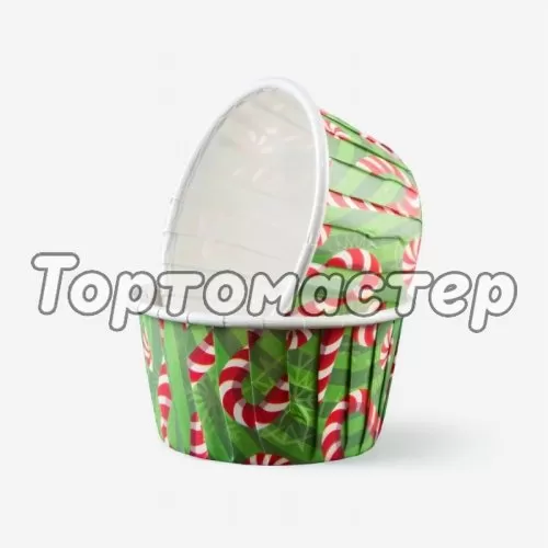 Капсула бумажная с подворотом "Карамельная трость" D50 H40 100 шт 850052