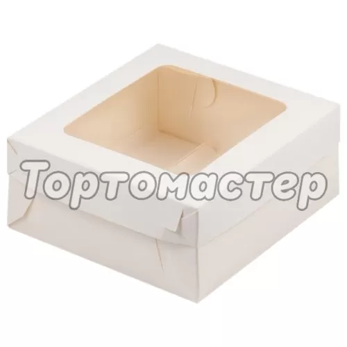 Коробка на 3 эклера с окном белая 14х13х6 см 070190