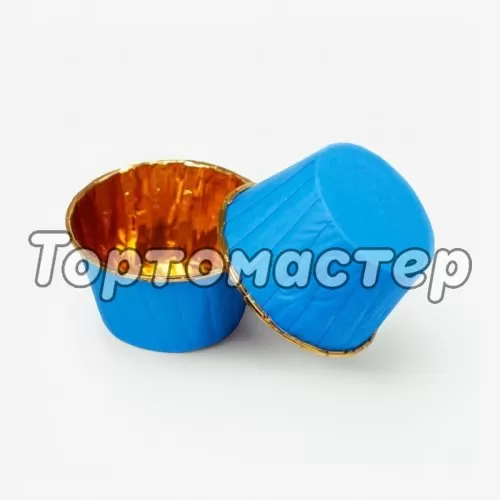 Капсула бумажная с подворотом Золото/Голубой D50 H40 1 шт 