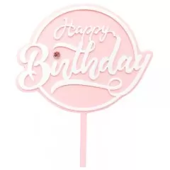 Топпер декоративный акриловый "Happy Birthday" Розовый Топ-59