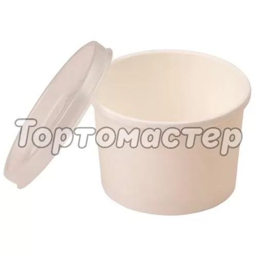 Контейнер Белый с пластиковой крышкой 230 мл ECO SOUP 8W Е