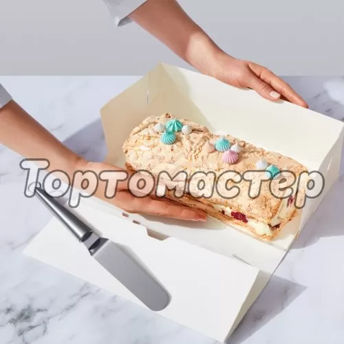 Коробка для рулета с окном белая 30х12х10 см ForG CAKE ROLL W 300*120*100