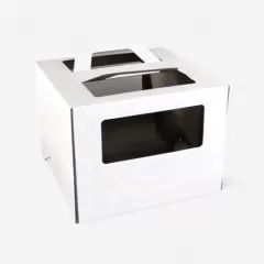 Коробка для торта с окном и ручкой белая 30х30х20 см 