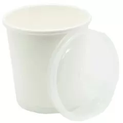 Контейнер Белый с пластиковой крышкой 340 мл ECO SOUP 12W Е