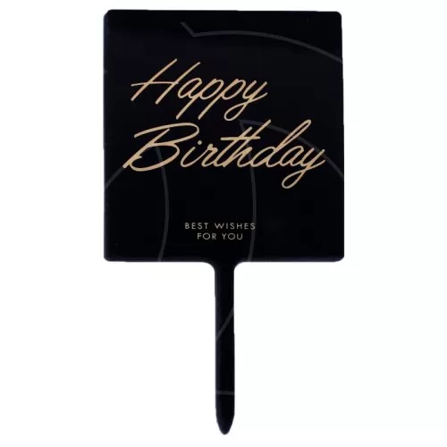 Топпер декоративный акриловый Табличка "Happy Birthday" Чёрный 4724915