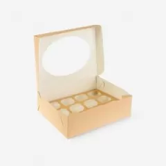 Коробка на 12 капкейков с окном крафт/белая OSQ MUF 12     ECO MUF 12, 