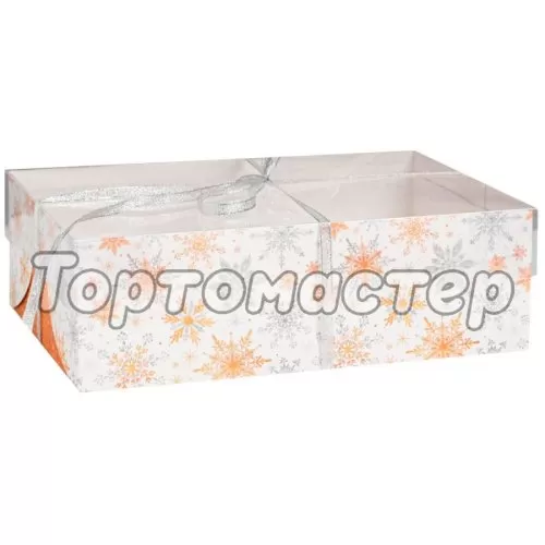 Коробка на 6 капкейков с пластиковой крышкой "Снежинки" 23х16х7,5 см 5080532